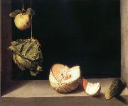 Juan Sanchez-Cotan Still life with quince,cabbage,Melon and Cucumber oil on canvas